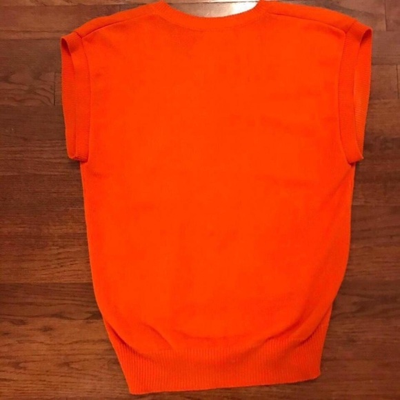 WOMENS ORANGE SWEATER VEST VINTAGE 80S UNIVERSITY TEXAS LONGHORN PREOWNED - Picture 2 of 4
